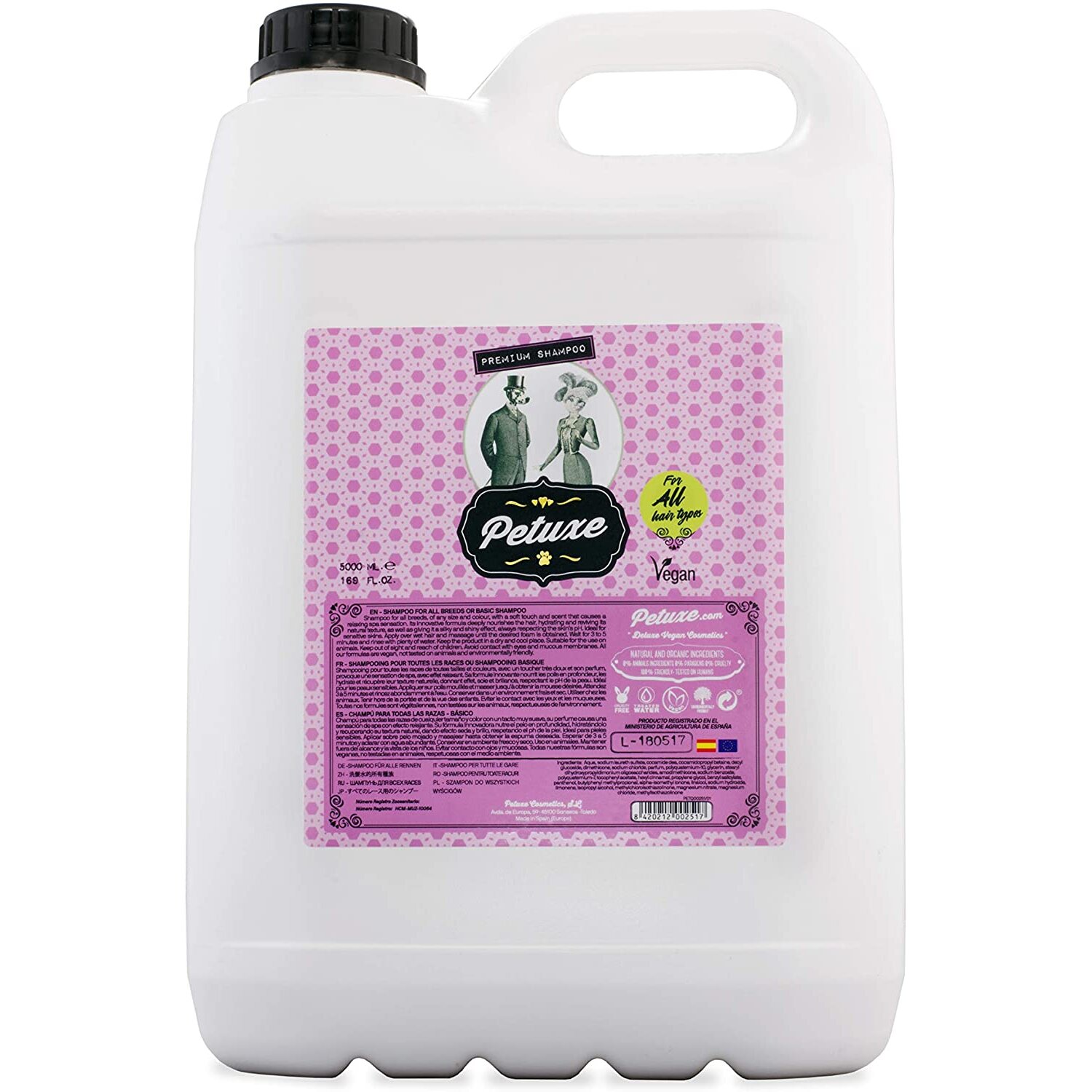 Petuxe 00251 Vegan Shampoo for Dogs and Pets, All Hair Types 鈥 5000 ml